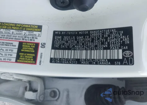 2019 Toyota Corolla L из США, поврежденный, VIN 2T1BURHE7KC147006